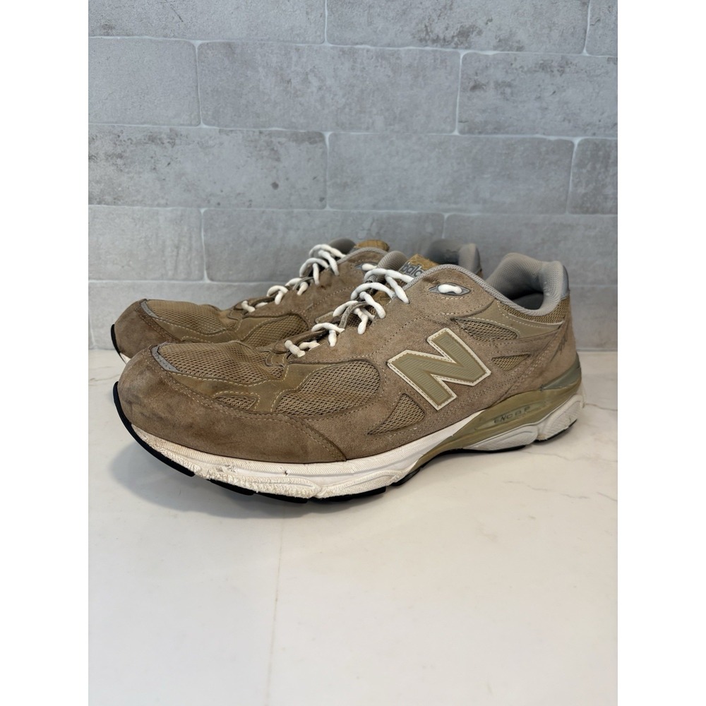 New Balance 990v3 Mens 15 Beige Khaki Suede Sneakers M990BG3 USA Low Top